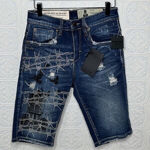 Industrial Indigo | Streetwear Embellished Denim Shorts